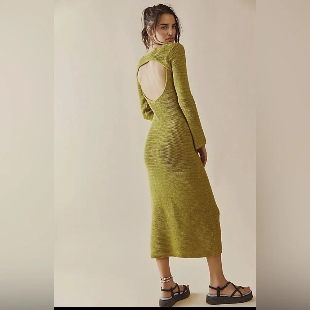 NWT Free People Beach Colbie Fauxchet Sweater Maxi Dress Sz Large Z185-0